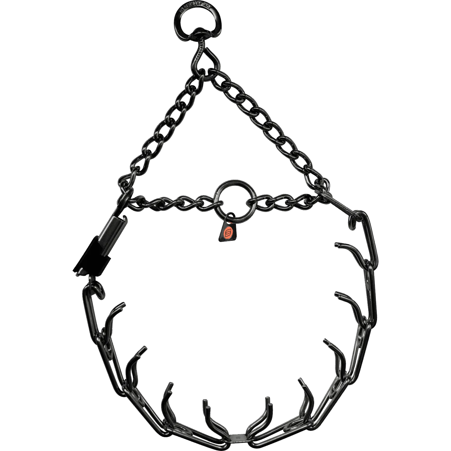 Herm Sprenger - ULTRA-PLUS Training Collar with Center-Plate, Assembly Chain, and ClicLock - Black Stainless Steel