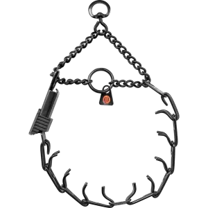 Herm Sprenger - ULTRA-PLUS Training Collar with Center-Plate, Assembly Chain, and ClicLock - Black Stainless Steel