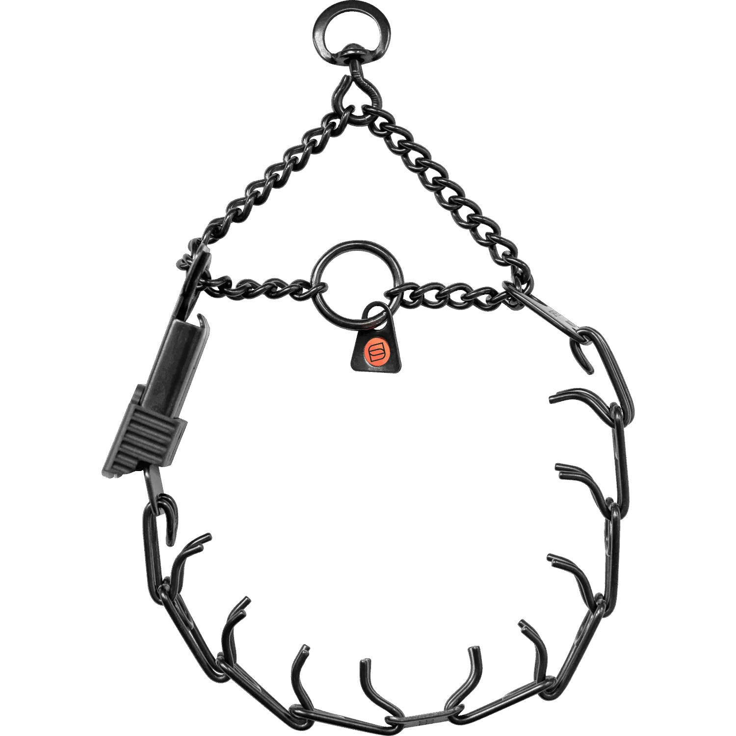 Herm Sprenger - ULTRA-PLUS Training Collar with Center-Plate, Assembly Chain, and ClicLock - Black Stainless Steel