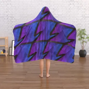 Hooded Blanket - Abstract Waves Blue/Purple
