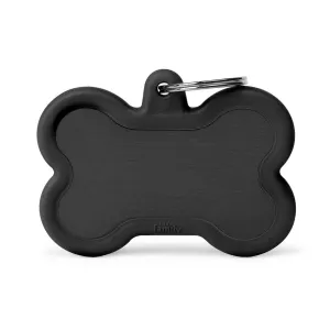 ID Tag - Hushtag Collection - Aluminium XL Bone With Rubber | Personalized Cat Dog Tag