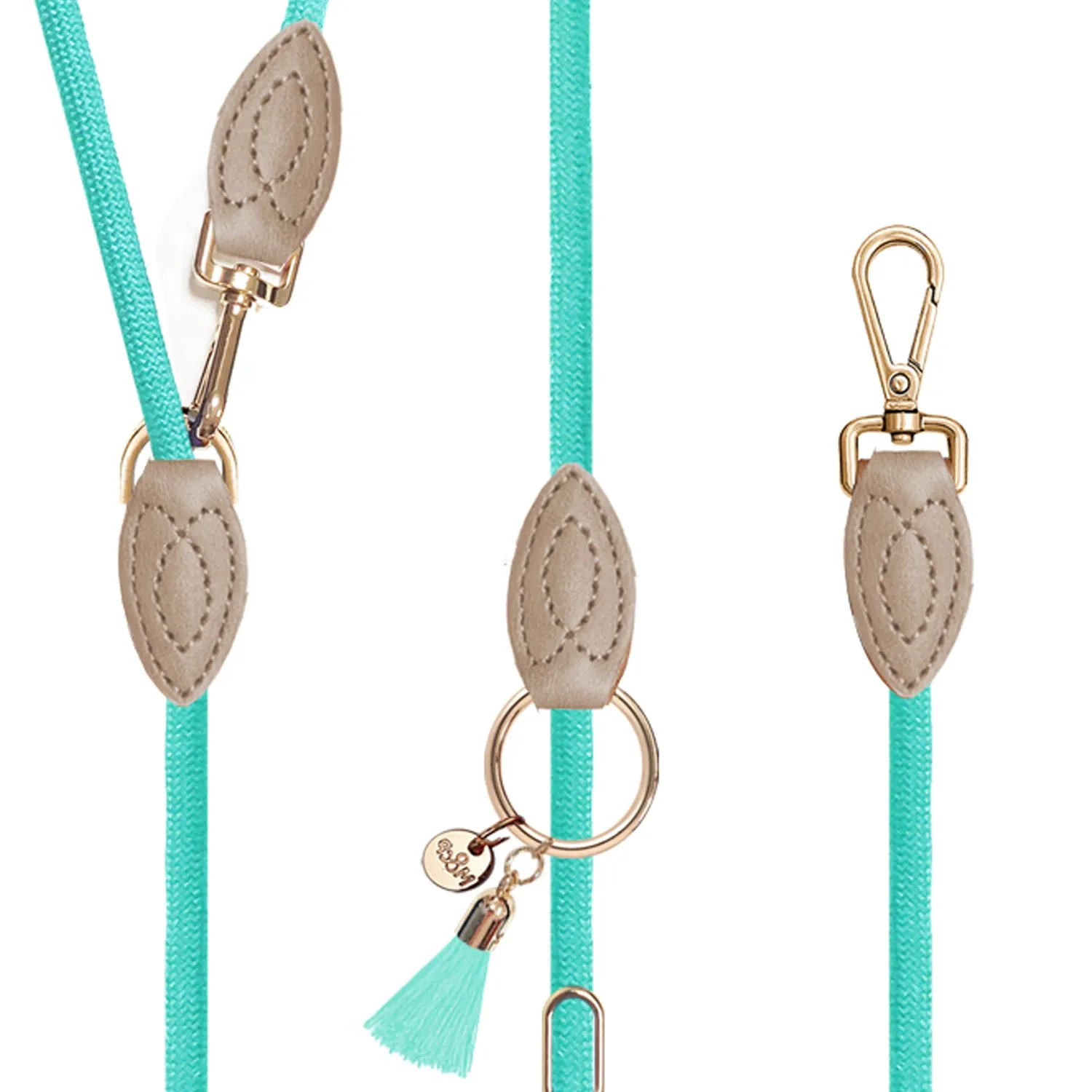 kaya adjustable shoulder leash - turquoise (7 ft)