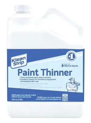 Klean Strip GKPT94400CB Paint Thinner, Liquid, Aromatic Hydrocarbon, Water White, 1 gal, Can :GAL: QUANTITY: 4