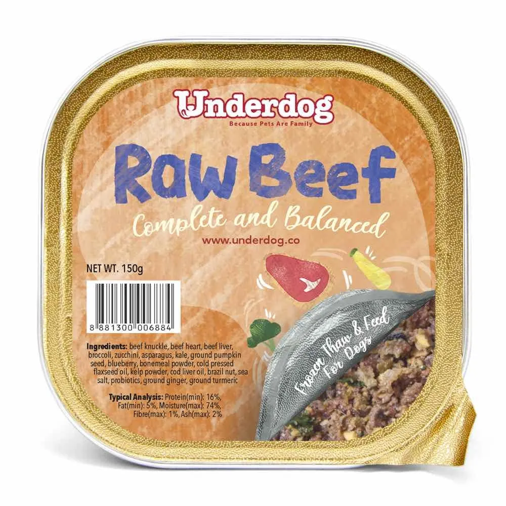 KOHE-VERSARY 8% OFF: Underdog Raw Beef Complete & Balanced Frozen Dog Food 150g