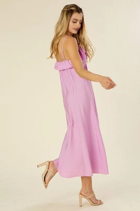 LILOU Maxi Dress with Ruffles, Lavender