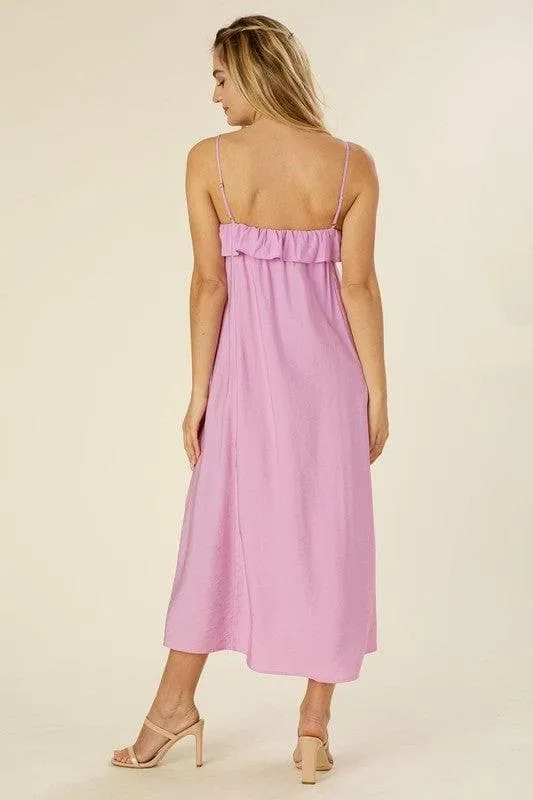 LILOU Maxi Dress with Ruffles, Lavender