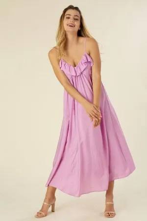 LILOU Maxi Dress with Ruffles, Lavender