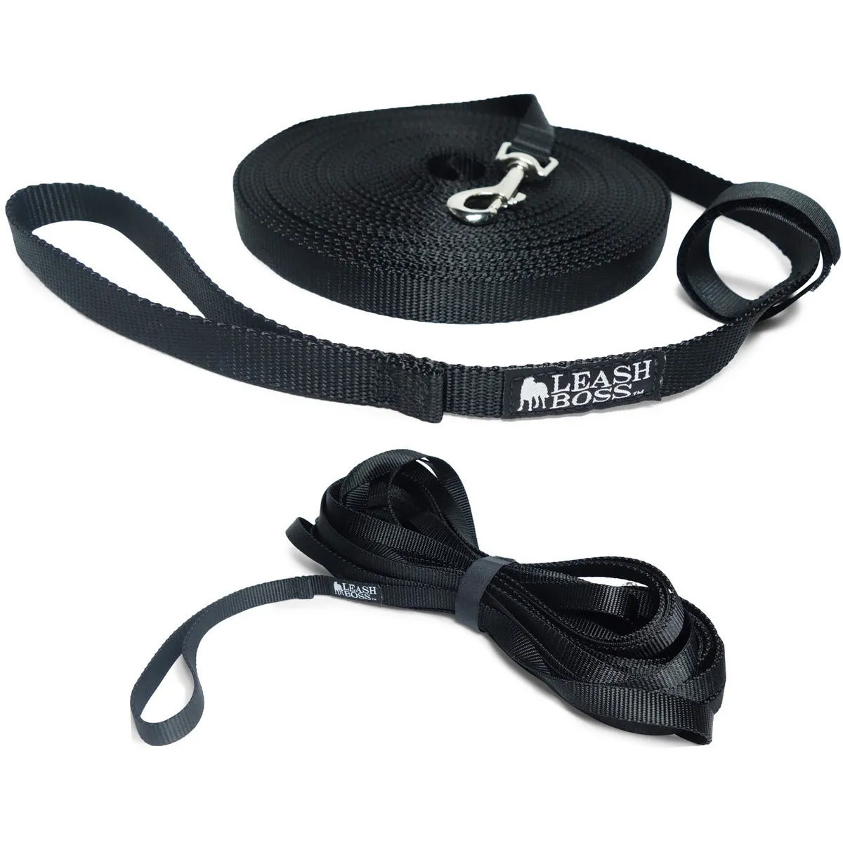 Long Trainer - 20 Foot 3/4 Inch Nylon Dog Training Leash with Storage Strap