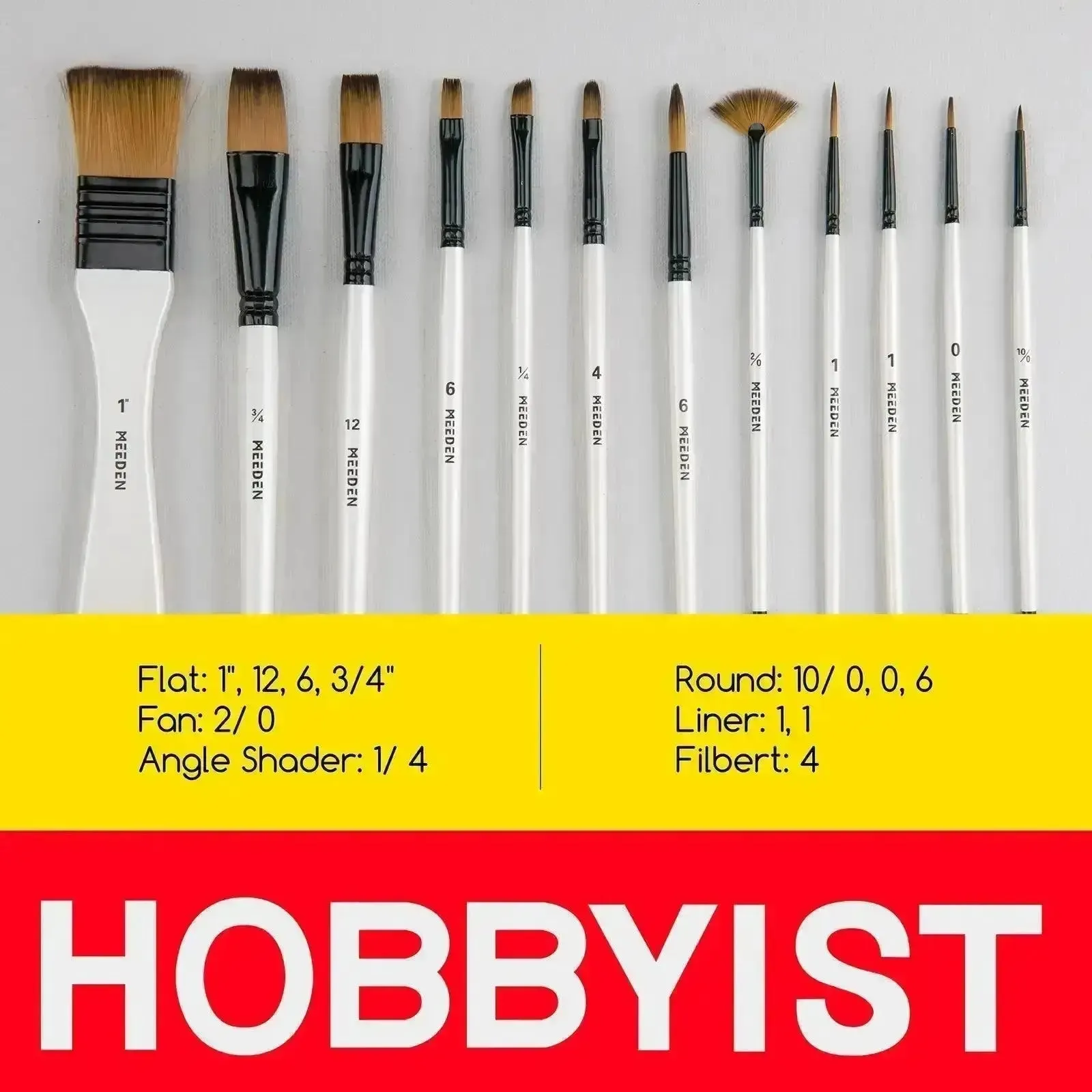 MEEDEN 12 Pcs Acrylic Paint Brushes Set