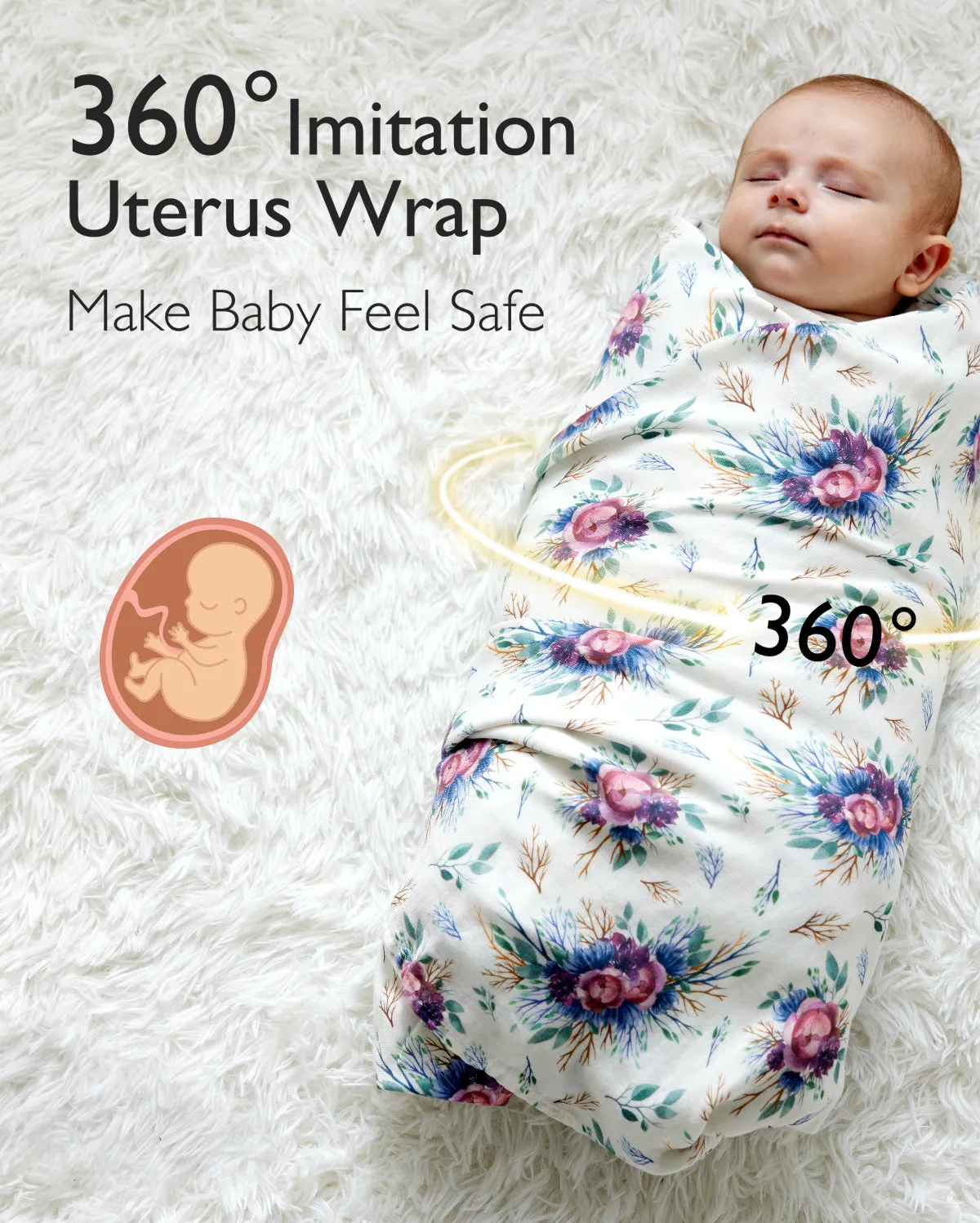 Momcozy Softness Swaddle Blankets -  Purple Flower (2 Pack)