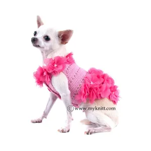 Pink Dog Dress Hawaii Crochet Flower DF14