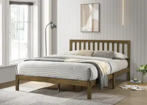 Queen Walnut Antique Solid Wood Slim Platform Bed- Model #7915