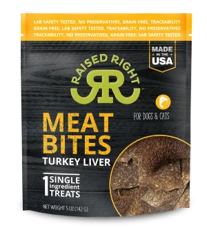 Raised Right Pets - Meat Bites - Turkey Liver Dog Treats