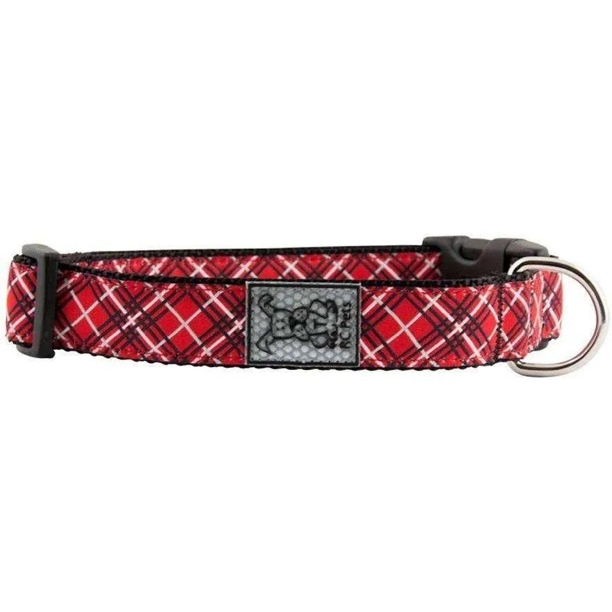 RC Adjustable Dog Collar Pattern Red Tartan