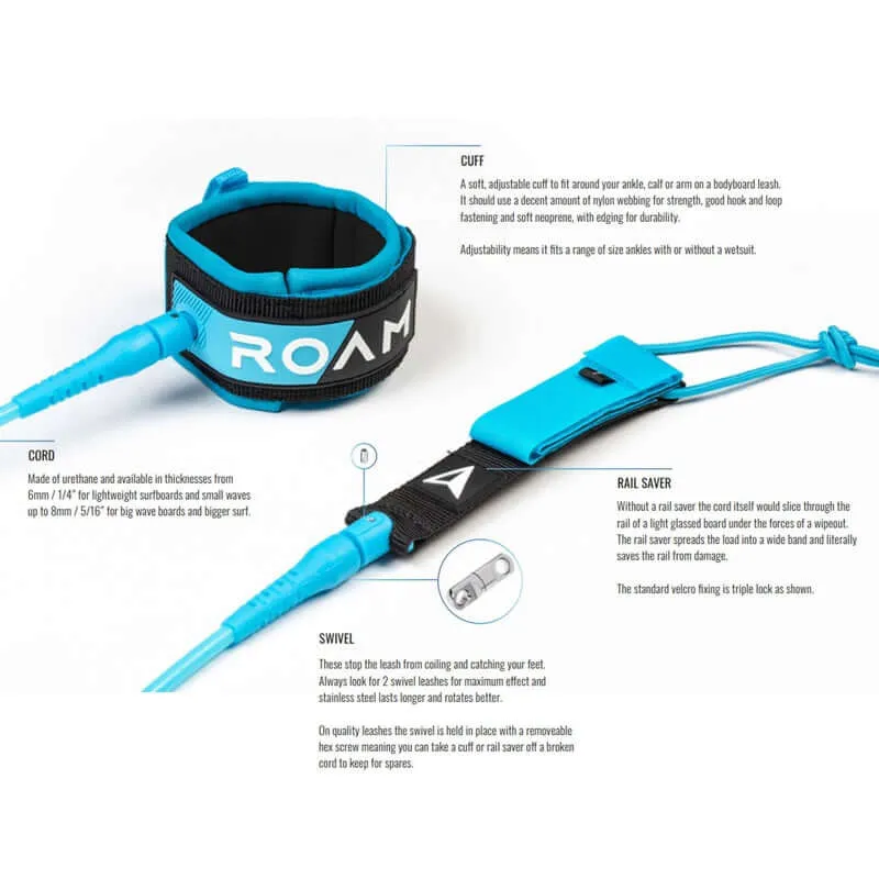ROAM Surfboard Leash Premium 8'0 - Schwarz