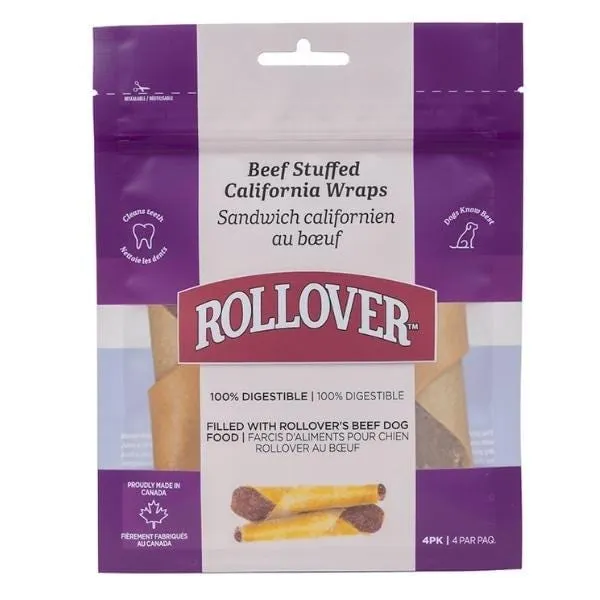 Rollover Beef Stuffed Porkhide Wraps Dog Treat
