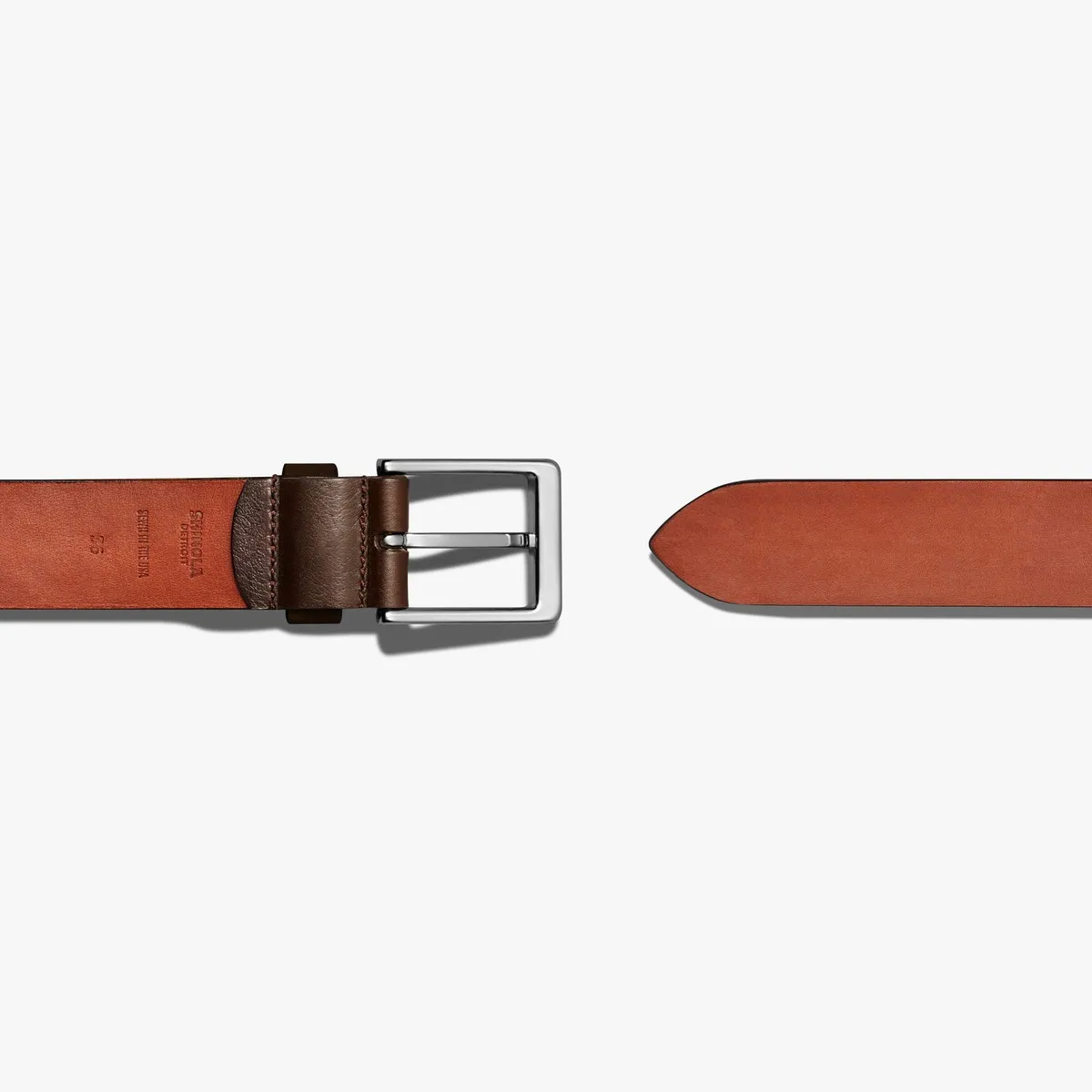 Shinola Lighting Bolt Keeper Belt - Deep Brown