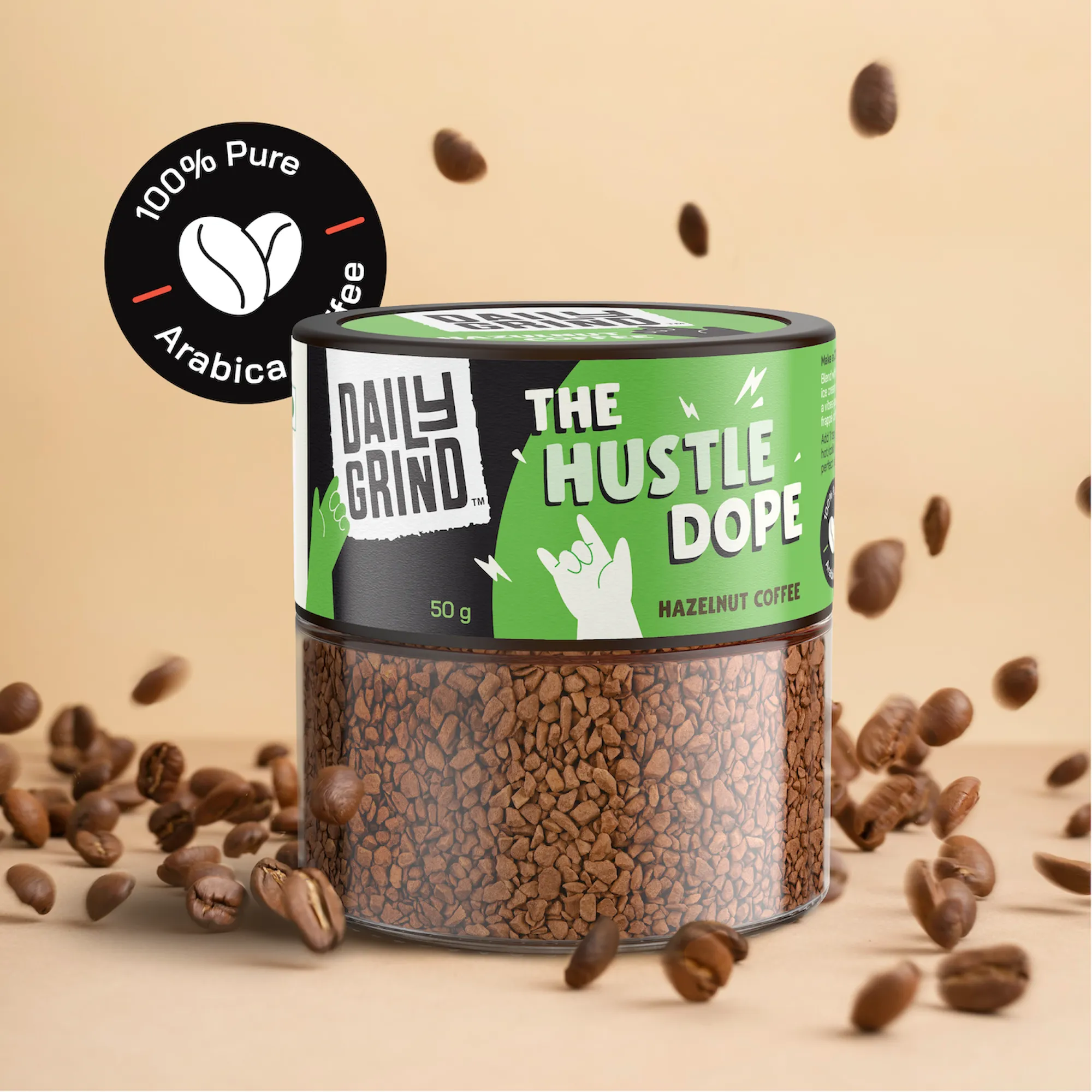 The Hustle Dope Hazelnut Instant Coffee - 50 Grams
