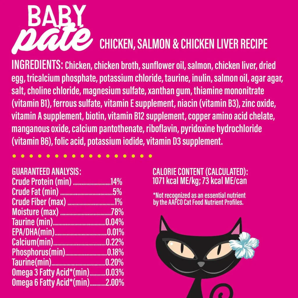 Tiki Cat Baby Chicken, Salmon & Chicken Liver Pate Wet Food For Kittens (2.4 oz x 12 cans)