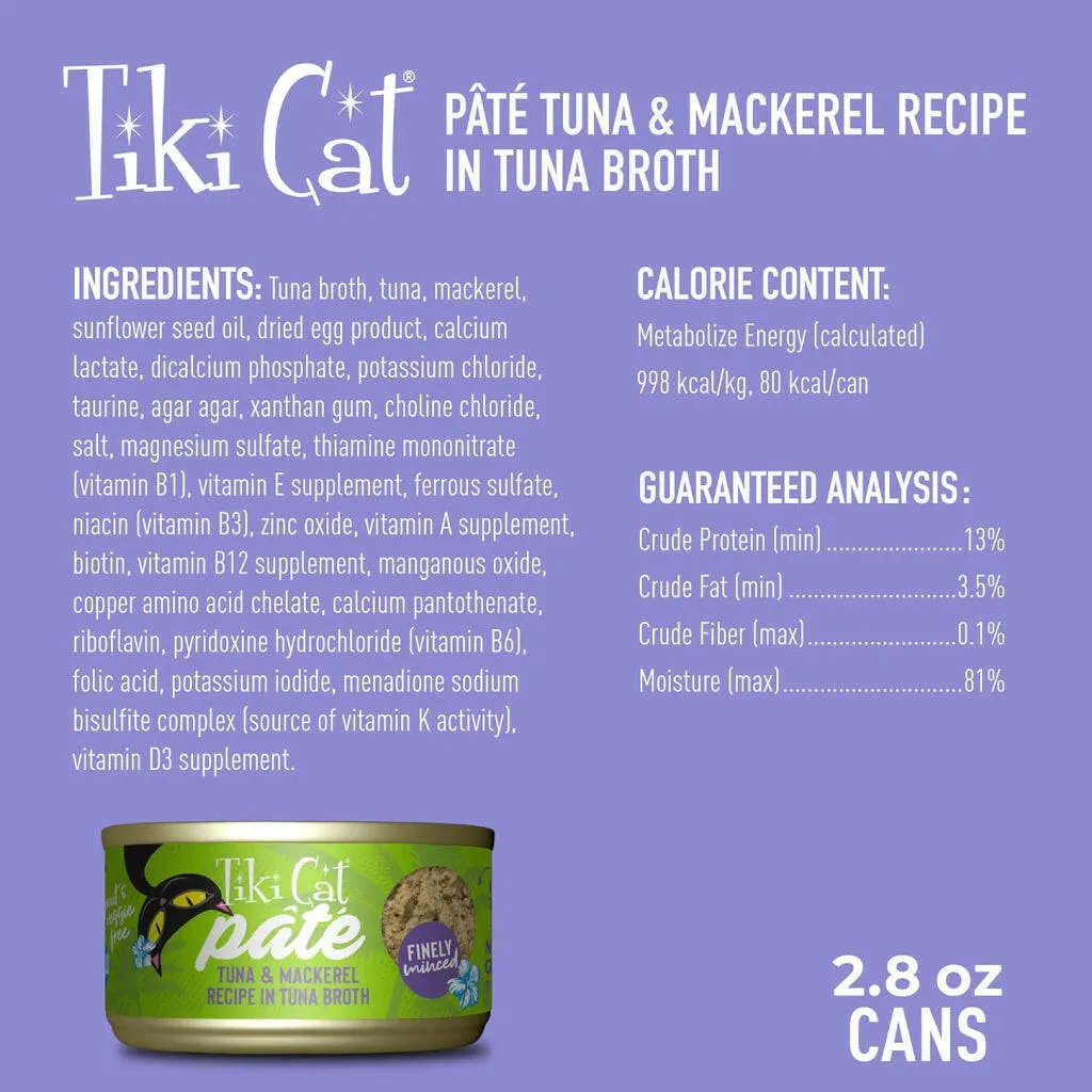 Tiki Cat Luau Ahi Tuna & Mackerel Pate (2.8 oz x 12 cans)