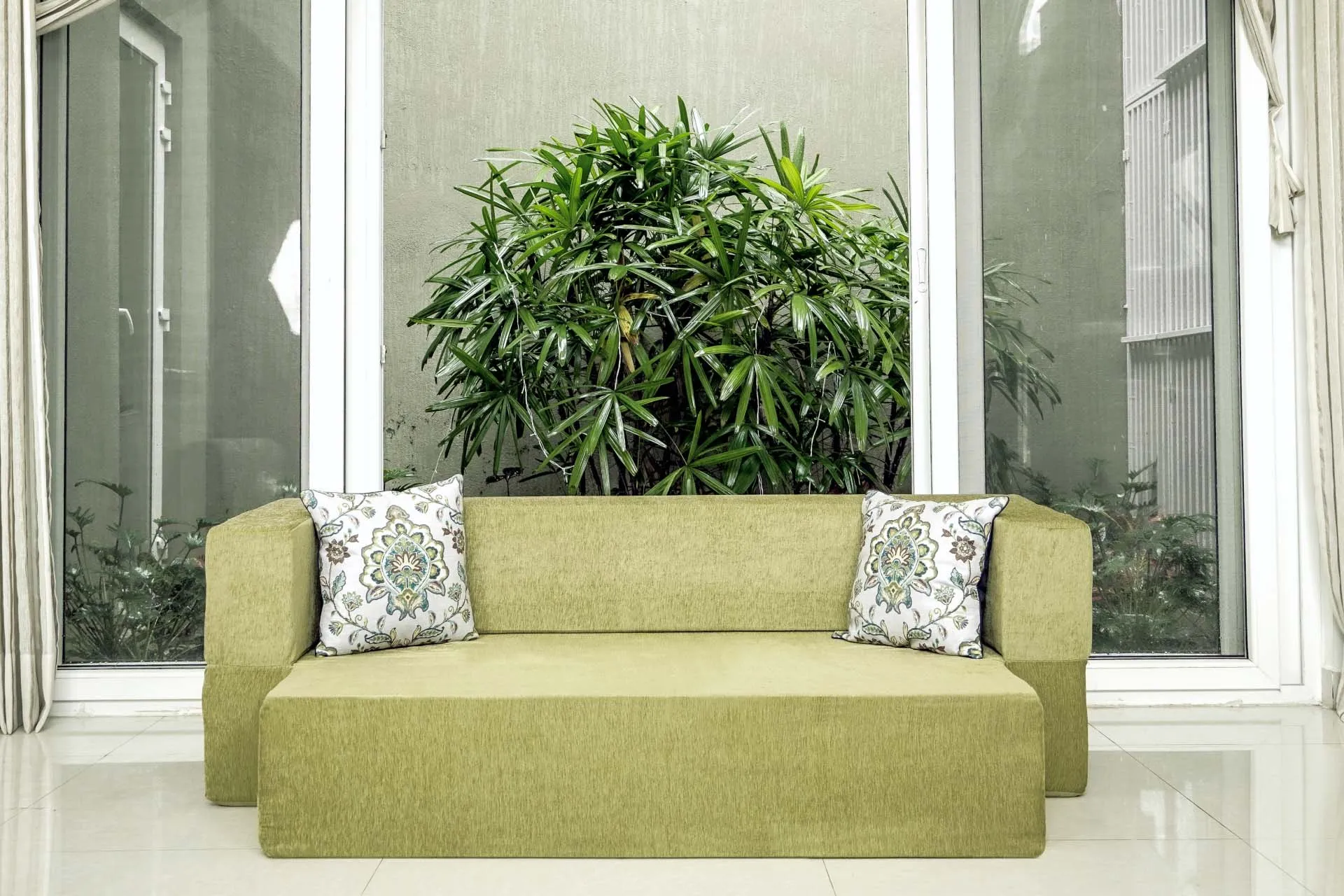 Uberlyfe New Age Folding Sofa Bed, Molfino Green | 3 Seater | 2 Green Morpankh Cushion