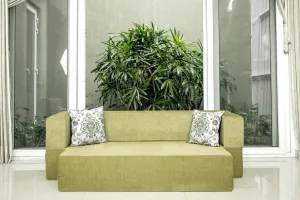 Uberlyfe New Age Folding Sofa Bed, Molfino Green | 3 Seater | 2 Green Morpankh Cushion