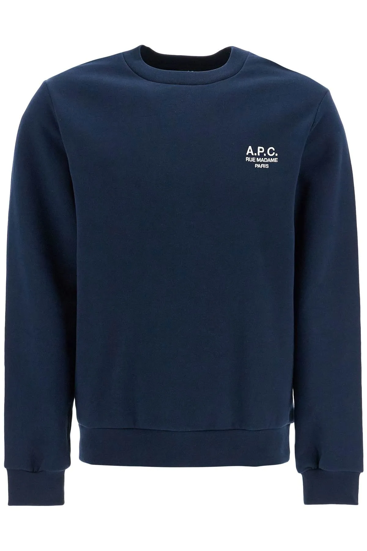 UNISEX DARK BLUE ORGANIC COTTON SWEATSHIRT WITH EMBROIDERED LOGO