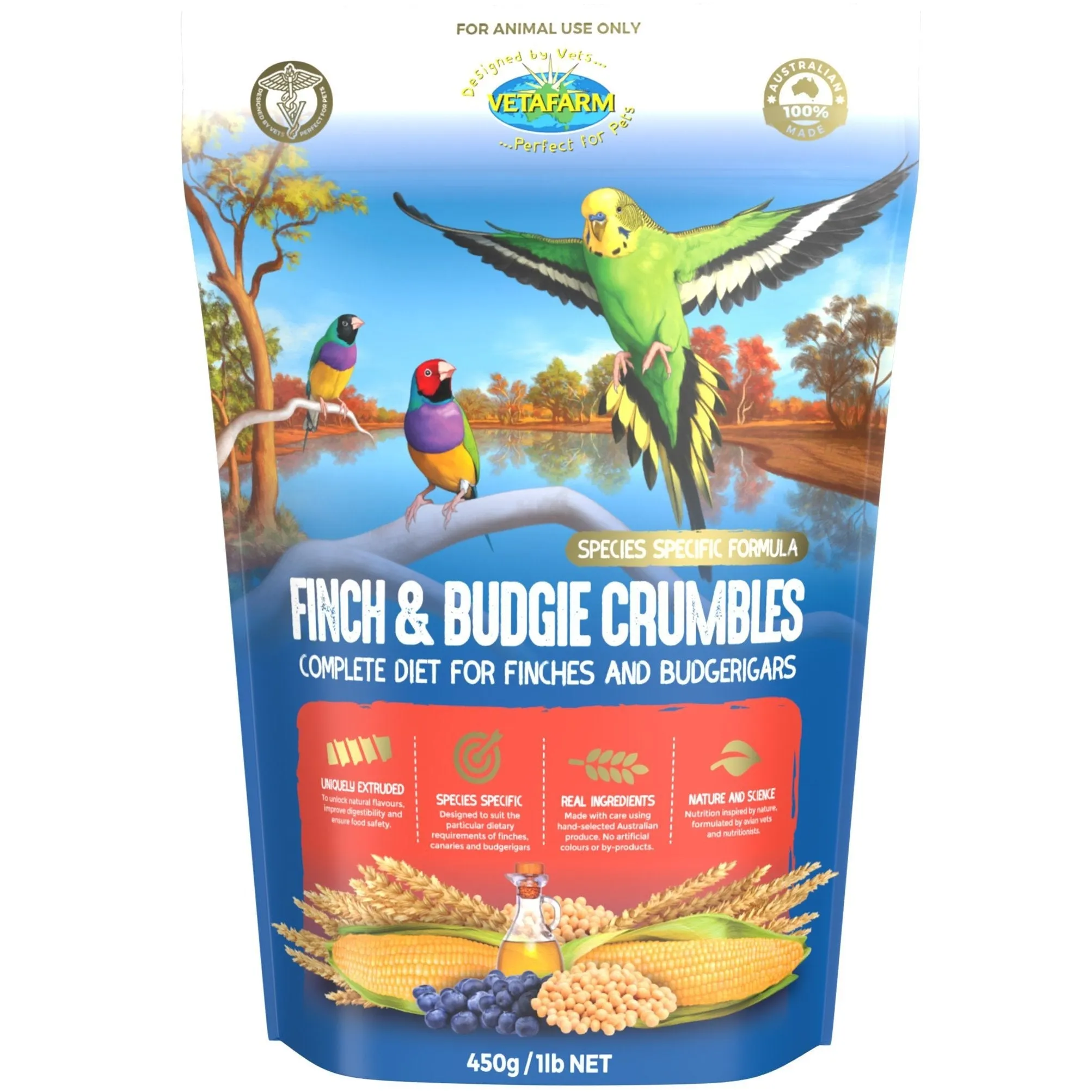 Vetafarm Finch and Budgie Crumbles Bird Food 450g^^^