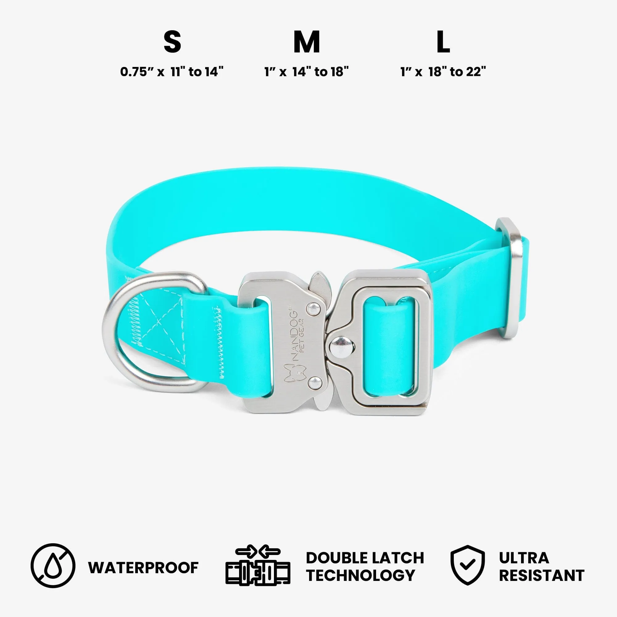Waterproof Poly-Flex Sport Dog Collar - Aqua Blue